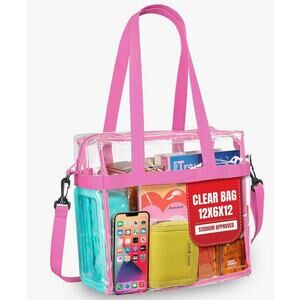 Clear Bag Stadium Approved Transparent Tote with Zippered Top & Shoulder Straps